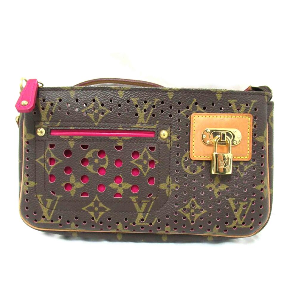 Louis Vuitton Perforated Pouch Monogram Canvas Leather Brown